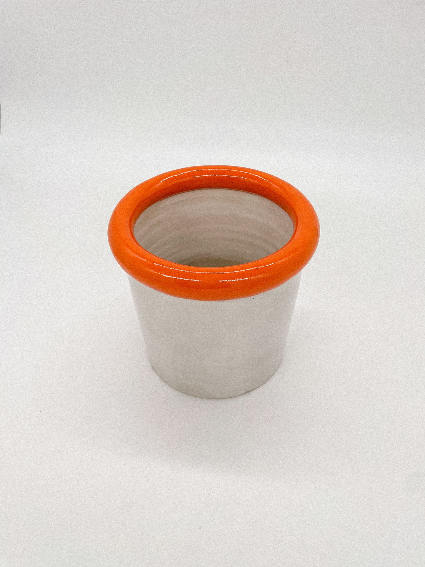 plantenpot oranje wit (medium)